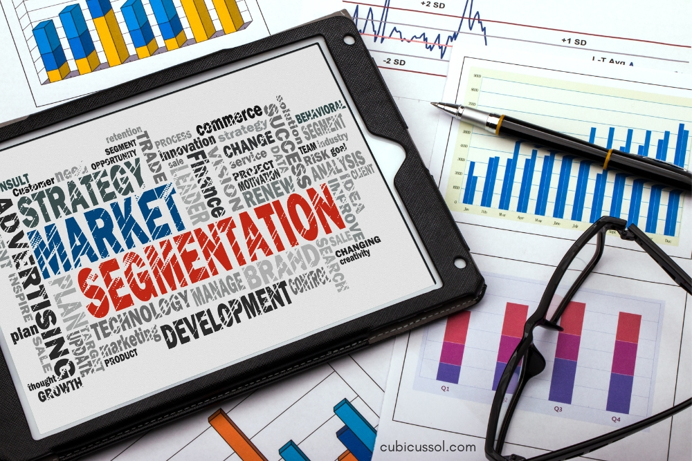 Market segmentation word cloud with related tags.